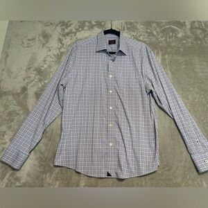 Untuckit Button Down Shirt Men’s Large Pink Blue Plaid